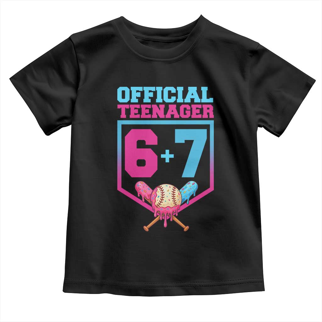 Funny 67 Baseball 13th Birthday Toddler T Shirt Ice Cream Drip 13th Bday Official Teenager TS11 Black Print Your Wear