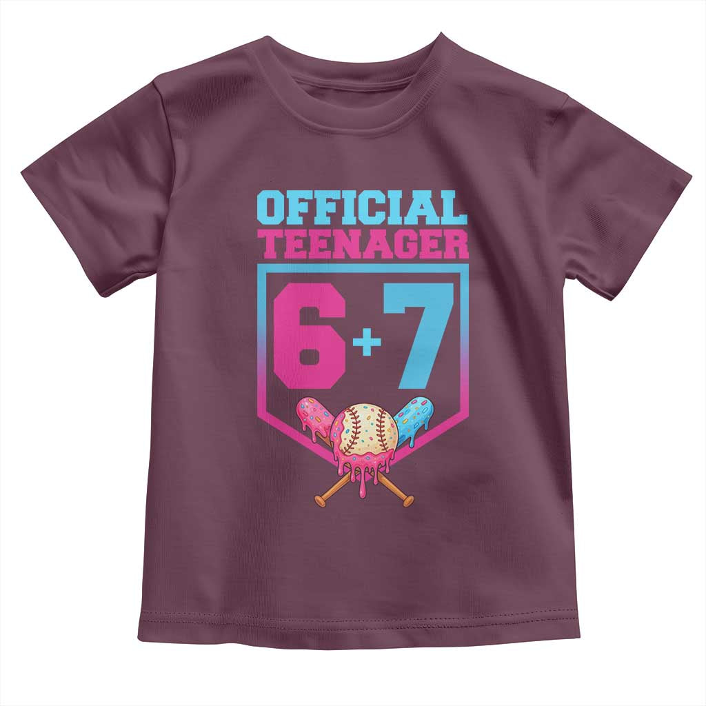 Funny 67 Baseball 13th Birthday Toddler T Shirt Ice Cream Drip 13th Bday Official Teenager TS11 Maroon Print Your Wear