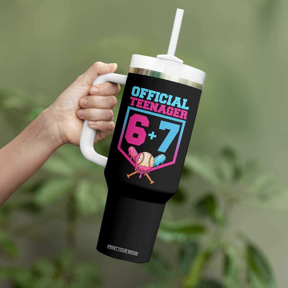 Funny 67 Baseball 13th Birthday Tumbler With Handle Ice Cream Drip 13th Bday Official Teenager TS11 Print Your Wear
