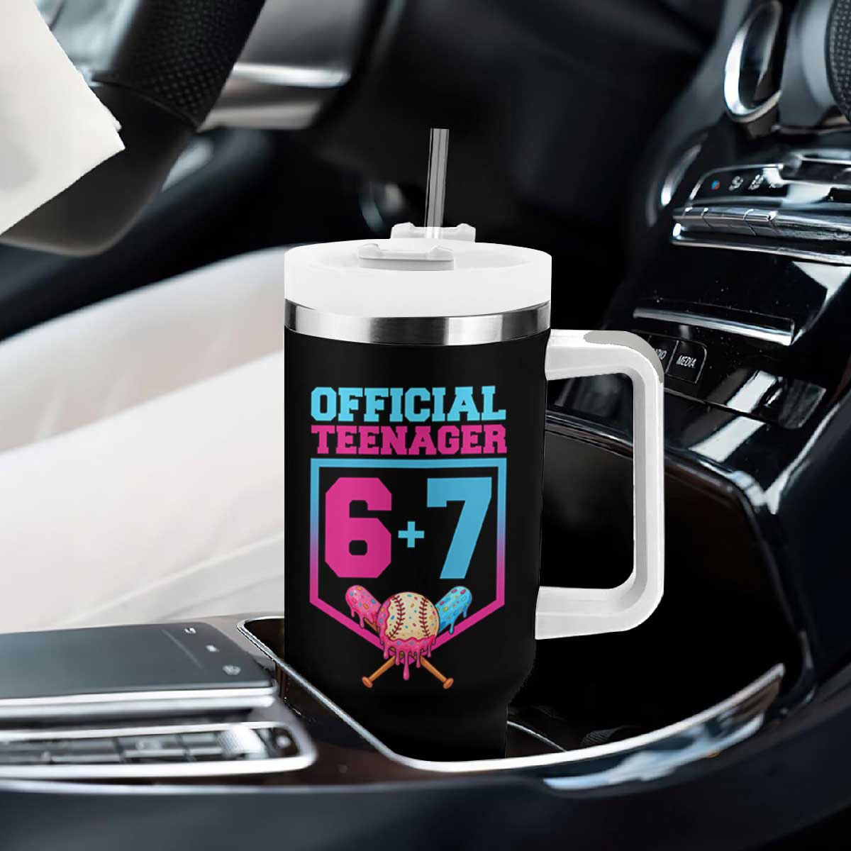 Funny 67 Baseball 13th Birthday Tumbler With Handle Ice Cream Drip 13th Bday Official Teenager TS11 Print Your Wear