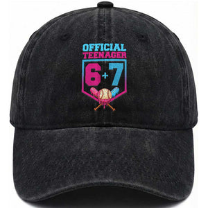 Funny 67 Baseball 13th Birthday Washed Cotton Baseball Cap Ice Cream Drip 13th Bday Official Teenager