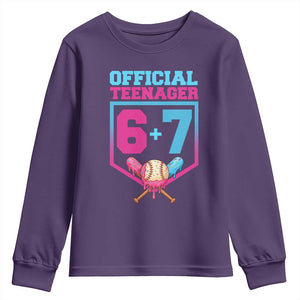 Funny 67 Baseball 13th Birthday Youth Sweatshirt Ice Cream Drip 13th Bday Official Teenager TS11 Purple Print Your Wear