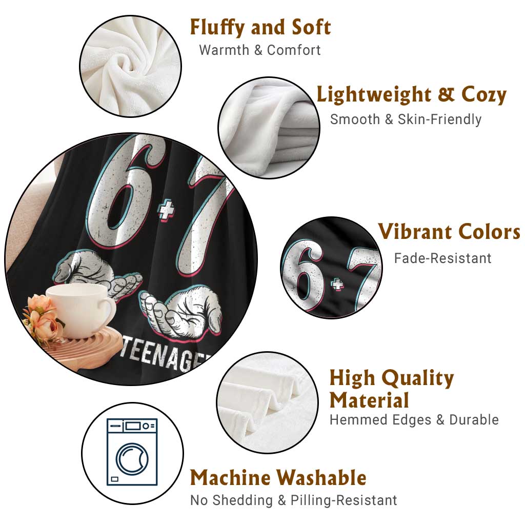 Funny 67 13th Birthday Throw Blanket 6 7 Thirteen Year Old Official Teenager Hands TS11 Print Your Wear