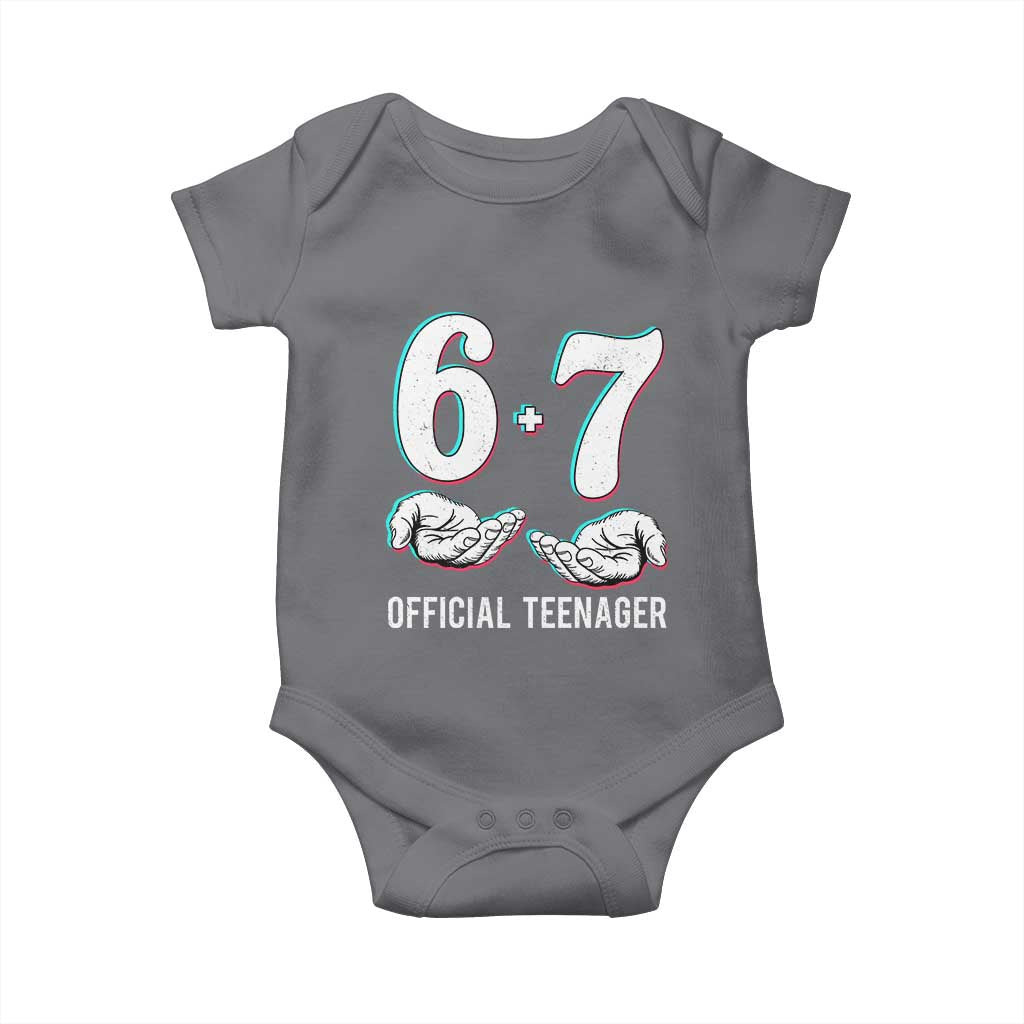 Funny 67 13th Birthday Baby Onesie 6 7 Thirteen Year Old Official Teenager Hands TS11 Charcoal Print Your Wear