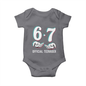 Funny 67 13th Birthday Baby Onesie 6 7 Thirteen Year Old Official Teenager Hands TS11 Charcoal Print Your Wear