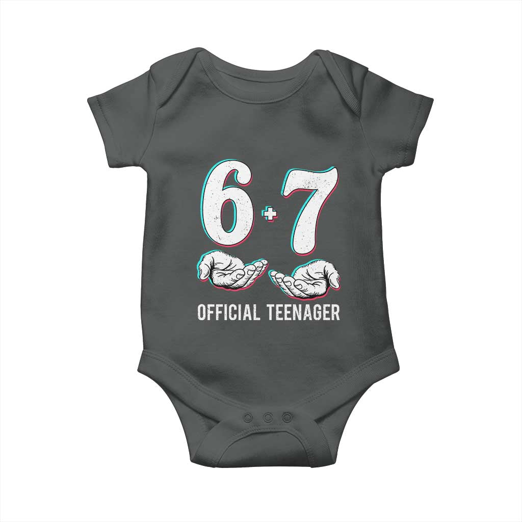 Funny 67 13th Birthday Baby Onesie 6 7 Thirteen Year Old Official Teenager Hands TS11 Dark Heather Print Your Wear