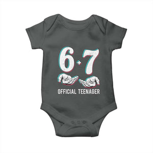 Funny 67 13th Birthday Baby Onesie 6 7 Thirteen Year Old Official Teenager Hands TS11 Dark Heather Print Your Wear