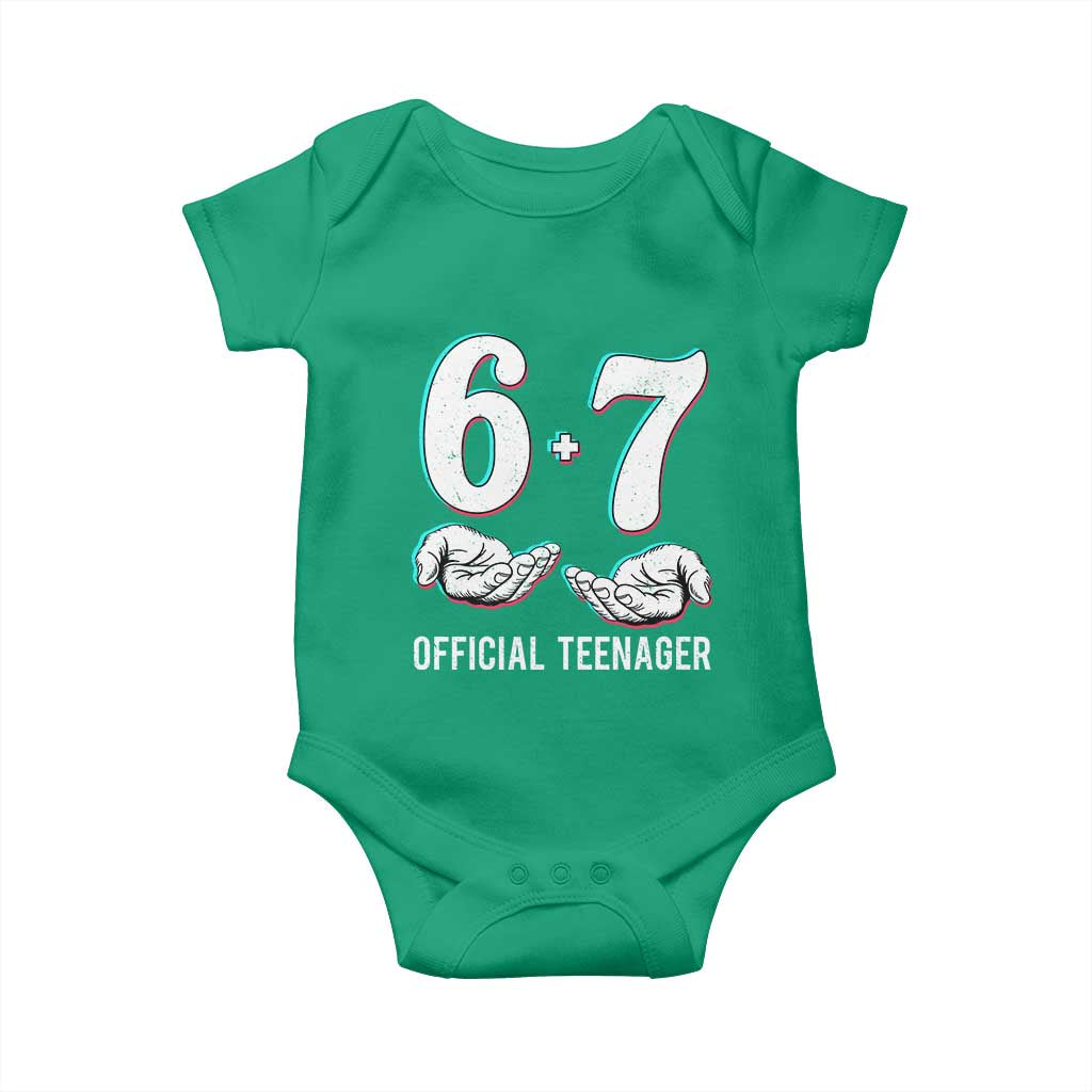 Funny 67 13th Birthday Baby Onesie 6 7 Thirteen Year Old Official Teenager Hands TS11 Irish Green Print Your Wear