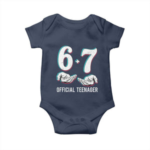 Funny 67 13th Birthday Baby Onesie 6 7 Thirteen Year Old Official Teenager Hands TS11 Navy Print Your Wear