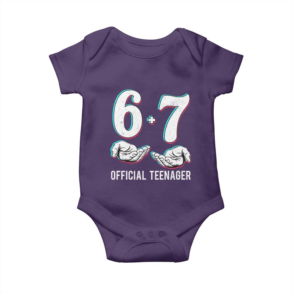 Funny 67 13th Birthday Baby Onesie 6 7 Thirteen Year Old Official Teenager Hands TS11 Purple Print Your Wear