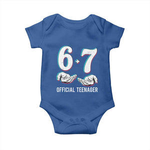 Funny 67 13th Birthday Baby Onesie 6 7 Thirteen Year Old Official Teenager Hands TS11 Royal Blue Print Your Wear