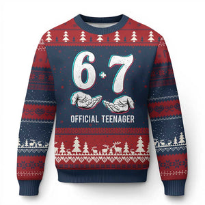 Funny 67 13th Birthday Ugly Christmas Sweater 6 7 Thirteen Year Old Official Teenager Hands TS11 Navy Red Print Your Wear
