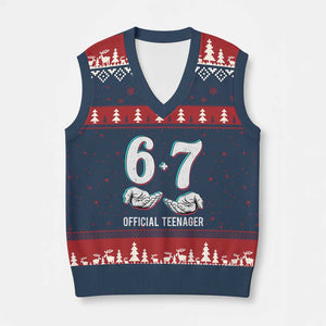 Funny 67 13th Birthday V-Neck Knit Sweater Vest 6 7 Thirteen Year Old Official Teenager Hands TS11 Navy Red Print Your Wear