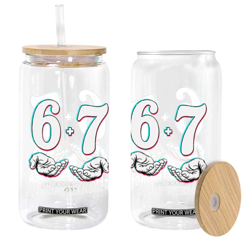 Funny 67 13th Birthday Glass Can 6 7 Thirteen Year Old Official Teenager Hands TS11 Print Your Wear