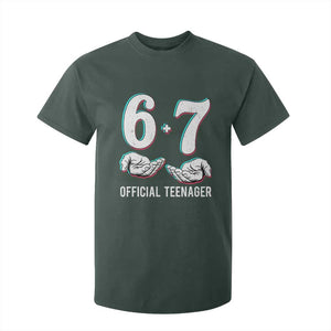 Funny 67 13th Birthday T Shirt For Kid 6 7 Thirteen Year Old Official Teenager Hands TS11 Dark Forest Green Print Your Wear