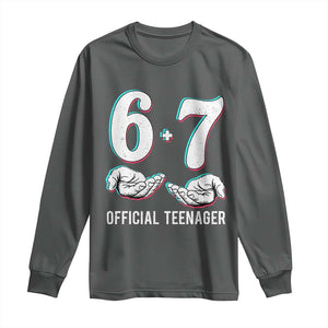 Funny 67 13th Birthday Long Sleeve Shirt 6 7 Thirteen Year Old Official Teenager Hands TS11 Dark Heather Print Your Wear