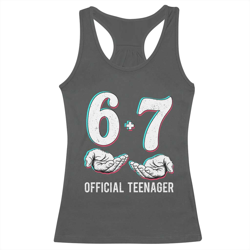 Funny 67 13th Birthday Racerback Tank Top 6 7 Thirteen Year Old Official Teenager Hands TS11 Dark Heather Print Your Wear