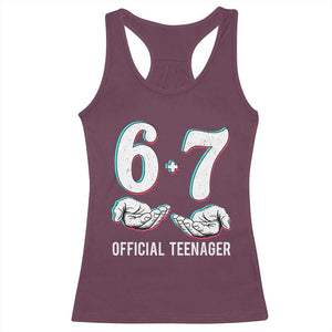 Funny 67 13th Birthday Racerback Tank Top 6 7 Thirteen Year Old Official Teenager Hands TS11 Maroon Print Your Wear