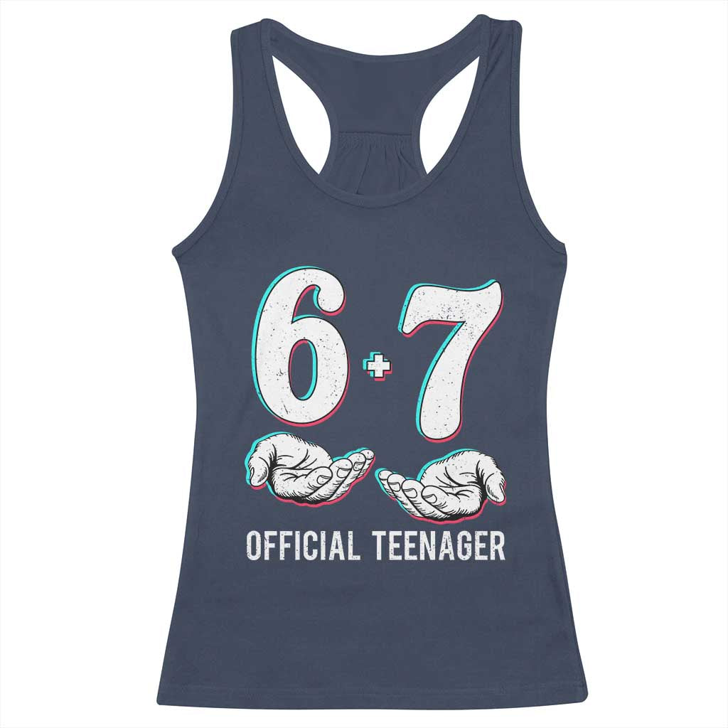 Funny 67 13th Birthday Racerback Tank Top 6 7 Thirteen Year Old Official Teenager Hands TS11 Navy Print Your Wear