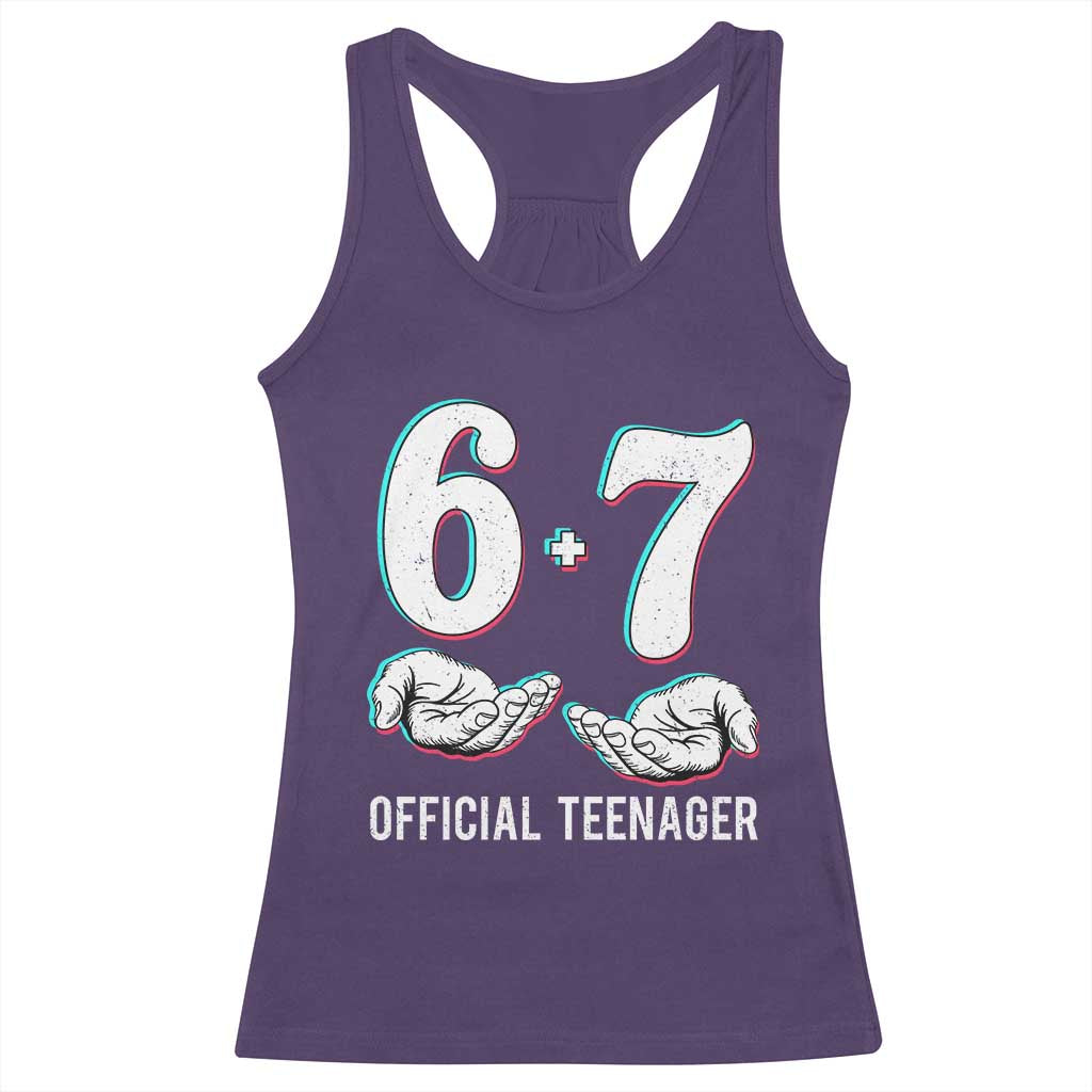 Funny 67 13th Birthday Racerback Tank Top 6 7 Thirteen Year Old Official Teenager Hands TS11 Purple Print Your Wear