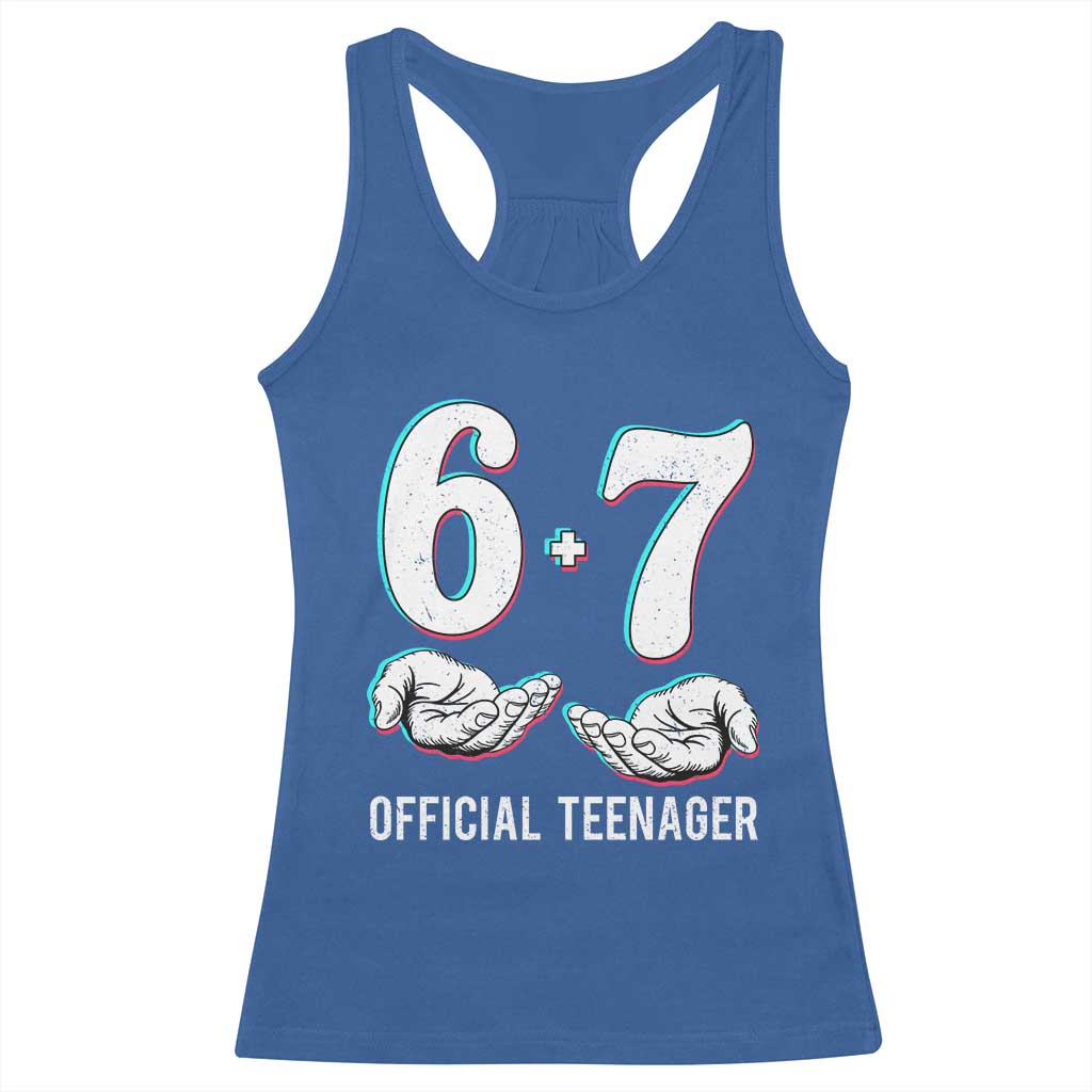 Funny 67 13th Birthday Racerback Tank Top 6 7 Thirteen Year Old Official Teenager Hands TS11 Royal Blue Print Your Wear