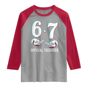 Funny 67 13th Birthday Raglan Shirt 6 7 Thirteen Year Old Official Teenager Hands TS11 Sport Gray Red Print Your Wear