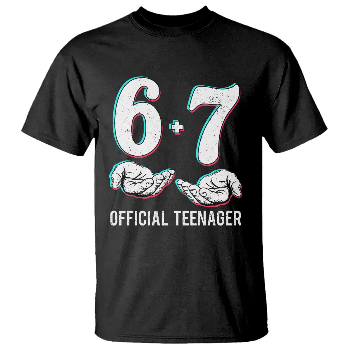 Funny 67 13th Birthday T Shirt 6 7 Thirteen Year Old Official Teenager Hands TS11 Black Print Your Wear