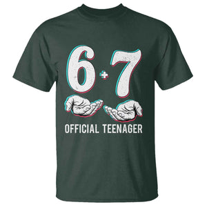Funny 67 13th Birthday T Shirt 6 7 Thirteen Year Old Official Teenager Hands TS11 Dark Forest Green Print Your Wear