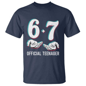 Funny 67 13th Birthday T Shirt - 6 7 Thirteen Year Old Official Teenager Hands Meme Humor Tee TS11 Navy Print Your Wear