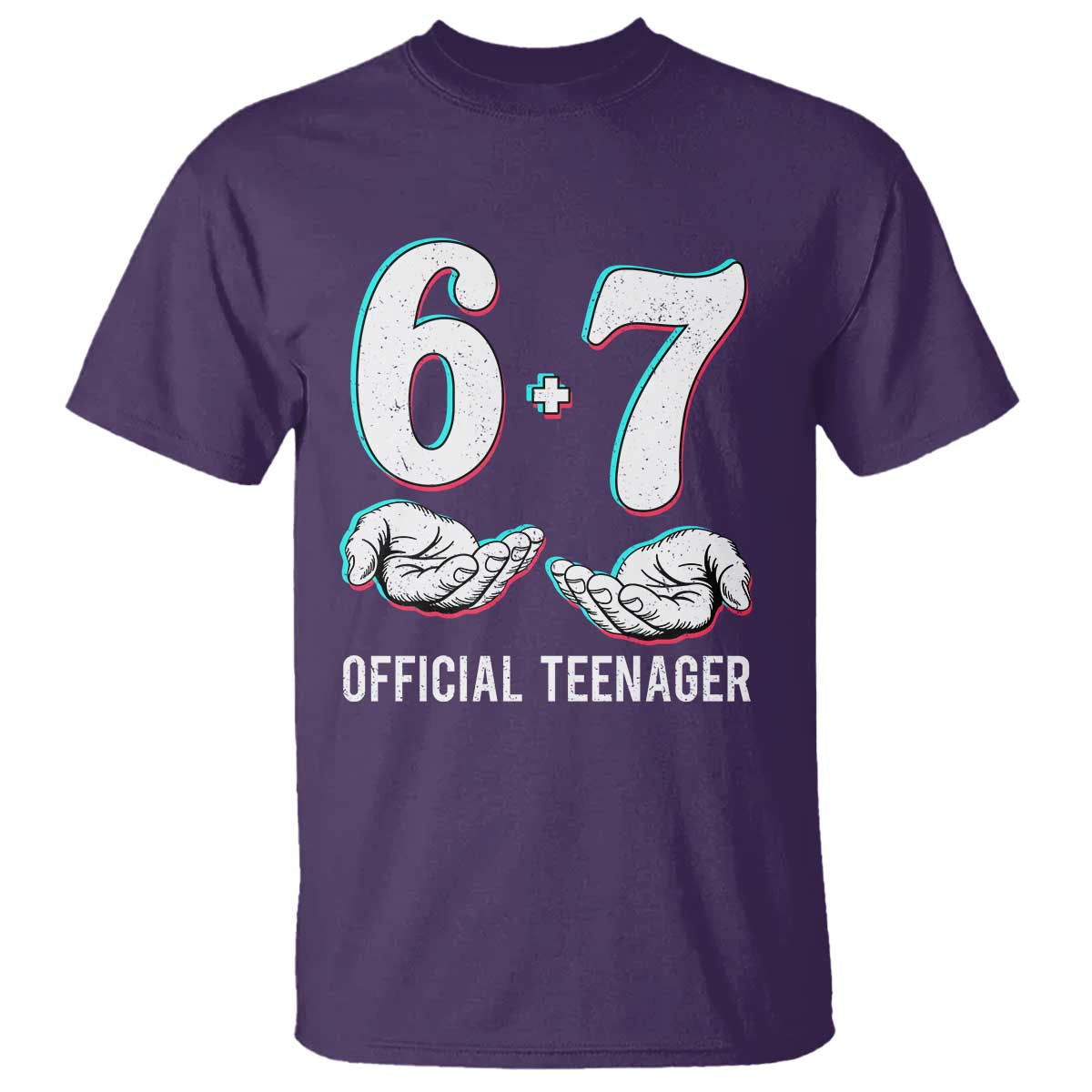 Funny 67 13th Birthday T Shirt 6 7 Thirteen Year Old Official Teenager Hands TS11 Purple Print Your Wear