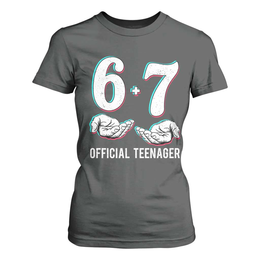 Funny 67 13th Birthday T Shirt For Women 6 7 Thirteen Year Old Official Teenager Hands TS11 Dark Heather Print Your Wear