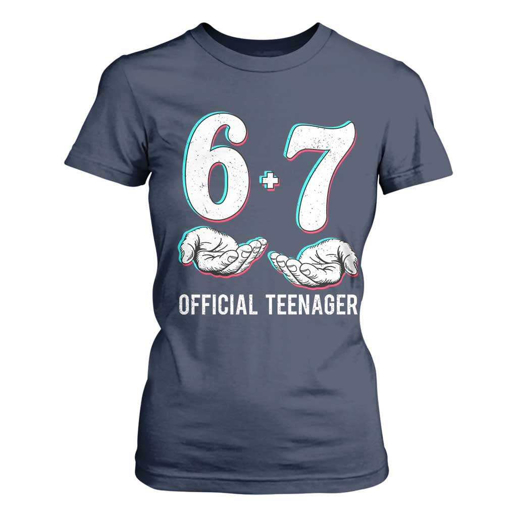 Funny 67 13th Birthday T Shirt For Women 6 7 Thirteen Year Old Official Teenager Hands TS11 Navy Print Your Wear