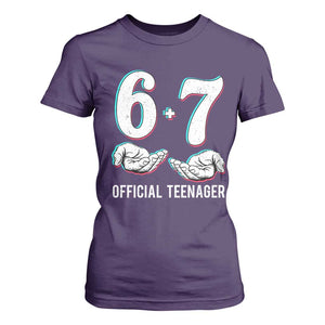 Funny 67 13th Birthday T Shirt For Women 6 7 Thirteen Year Old Official Teenager Hands TS11 Purple Print Your Wear