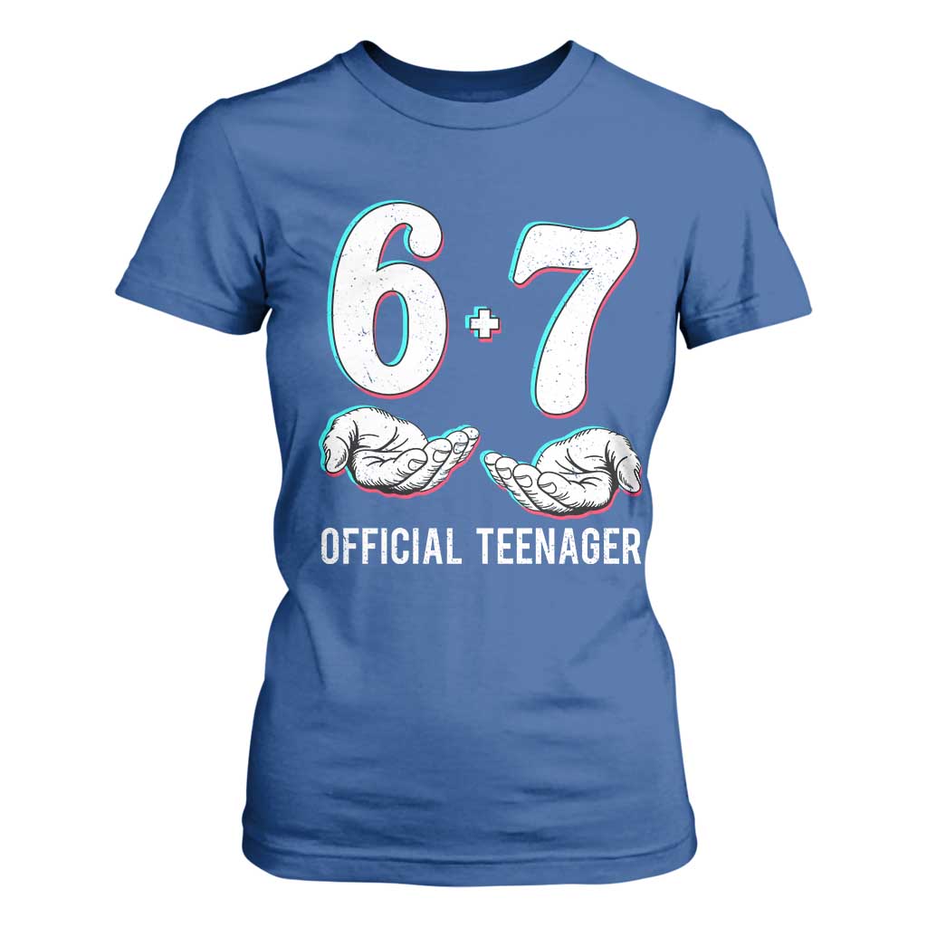 Funny 67 13th Birthday T Shirt For Women 6 7 Thirteen Year Old Official Teenager Hands TS11 Royal Blue Print Your Wear