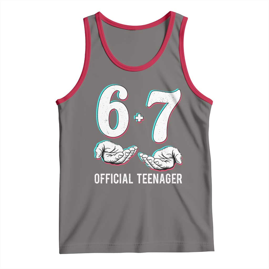 Funny 67 13th Birthday Tank Top 6 7 Thirteen Year Old Official Teenager Hands TS11 Deep Heather Red Print Your Wear