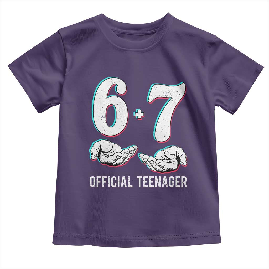 Funny 67 13th Birthday Toddler T Shirt 6 7 Thirteen Year Old Official Teenager Hands TS11 Purple Print Your Wear