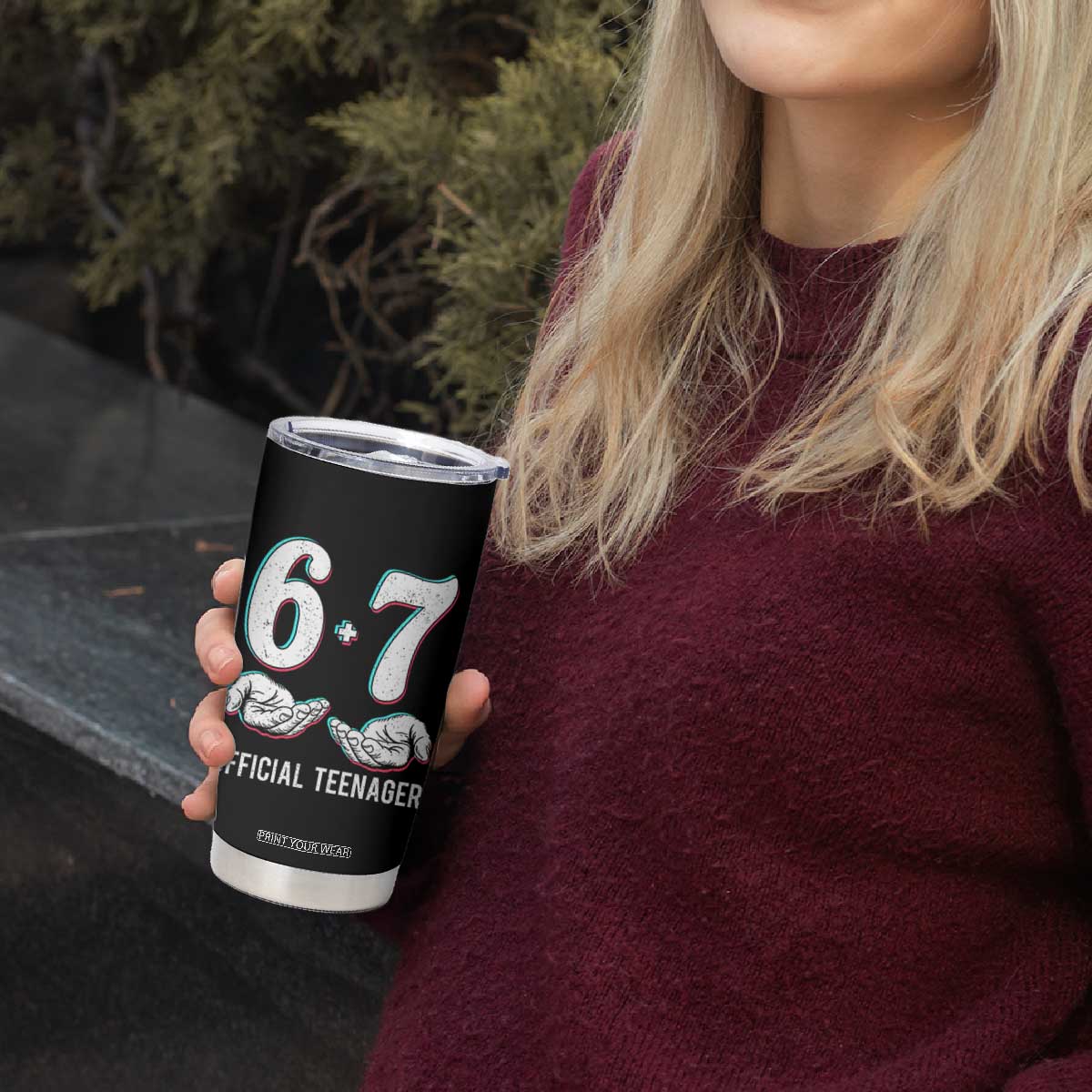 Funny 67 13th Birthday Tumbler Cup 6 7 Thirteen Year Old Official Teenager Hands TS11 Print Your Wear