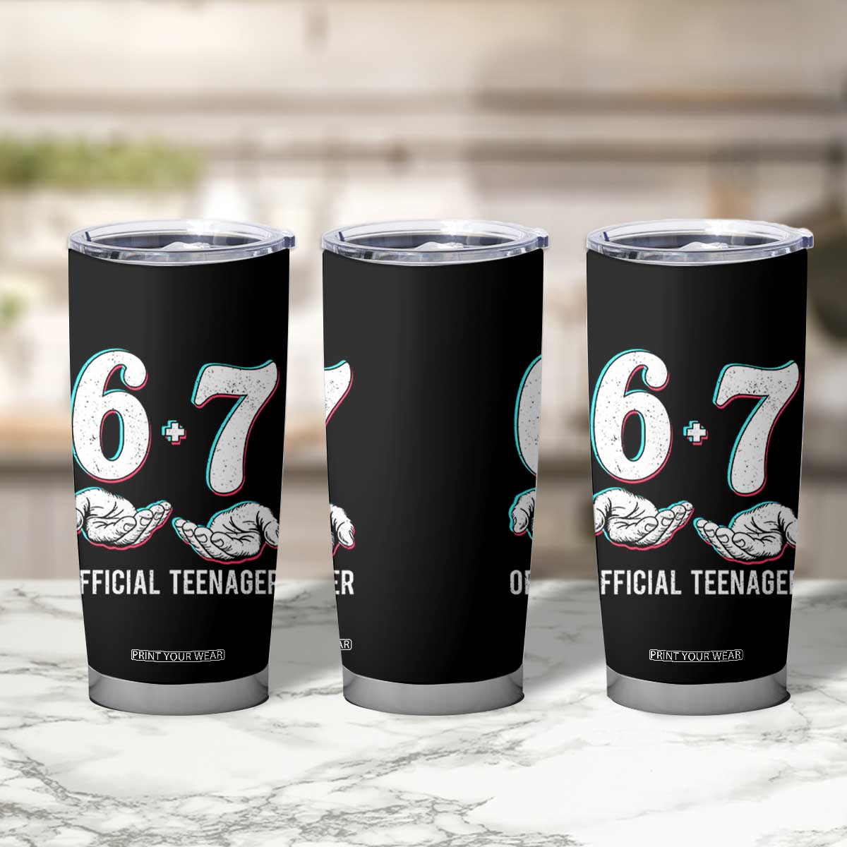 Funny 67 13th Birthday Tumbler Cup 6 7 Thirteen Year Old Official Teenager Hands TS11 Print Your Wear
