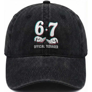 Funny 67 13th Birthday Washed Cotton Baseball Cap 6 7 Thirteen Year Old Official Teenager Hands TS11 Print Your Wear
