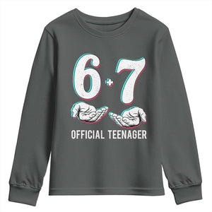 Funny 67 13th Birthday Youth Sweatshirt 6 7 Thirteen Year Old Official Teenager Hands TS11 Dark Heather Print Your Wear