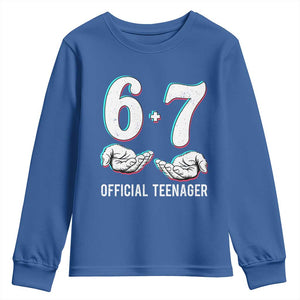 Funny 67 13th Birthday Youth Sweatshirt 6 7 Thirteen Year Old Official Teenager Hands TS11 Royal Blue Print Your Wear