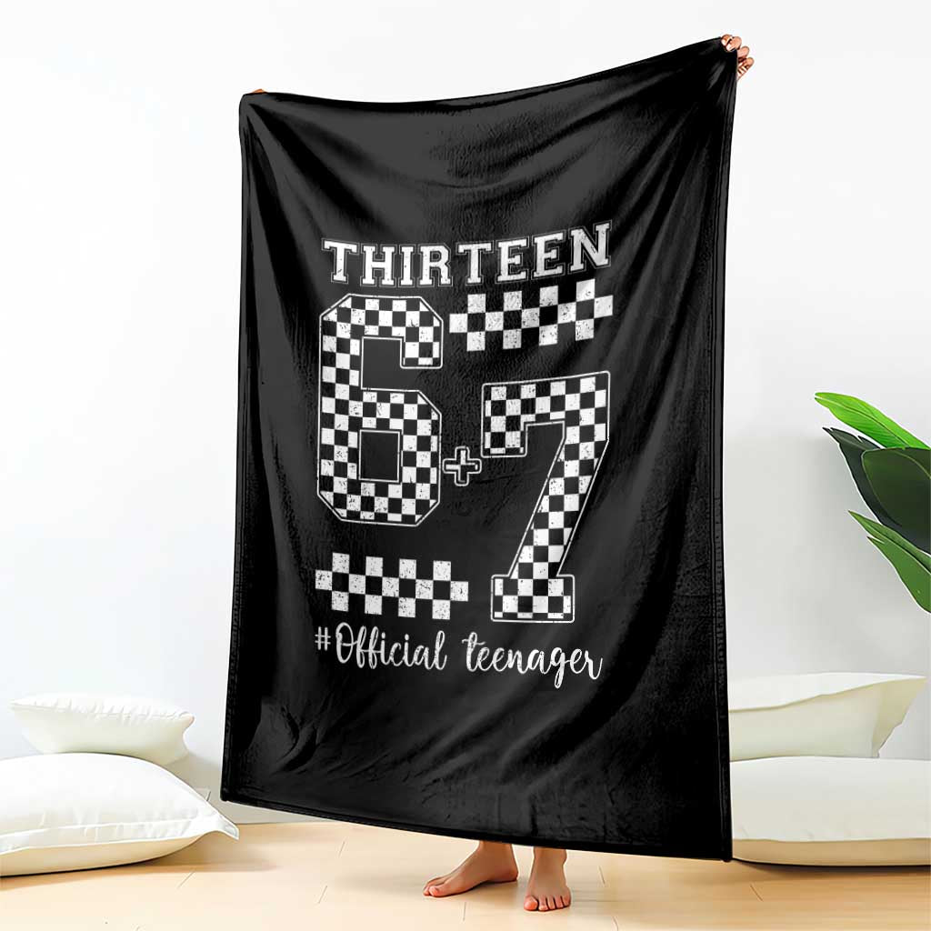 Funny 67 13th Birthday Throw Blanket Thirteen Official Teenager Six Seven Meme Groovy Checkered TS11 Print Your Wear