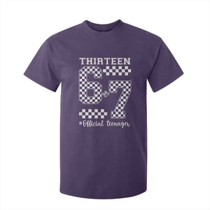 Funny 67 13th Birthday T Shirt For Kid Thirteen Official Teenager Six Seven Meme Groovy Checkered TS11 Purple Print Your Wear
