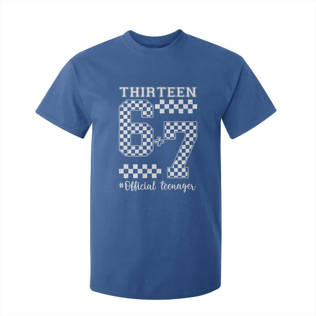 Funny 67 13th Birthday T Shirt For Kid Thirteen Official Teenager Six Seven Meme Groovy Checkered TS11 Royal Blue Print Your Wear