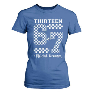 Funny 67 13th Birthday T Shirt For Women Thirteen Official Teenager Six Seven Meme Groovy Checkered TS11 Royal Blue Print Your Wear