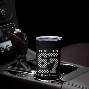 Funny 67 13th Birthday Tumbler Cup Thirteen Official Teenager Six Seven Meme Groovy Checkered TS11 Print Your Wear
