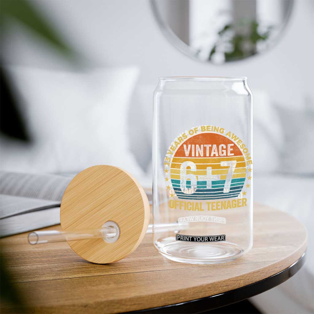 Funny 67 13th Birthday Glass Can Official Teenager 13 Years Of Being Awesome TS11 Print Your Wear
