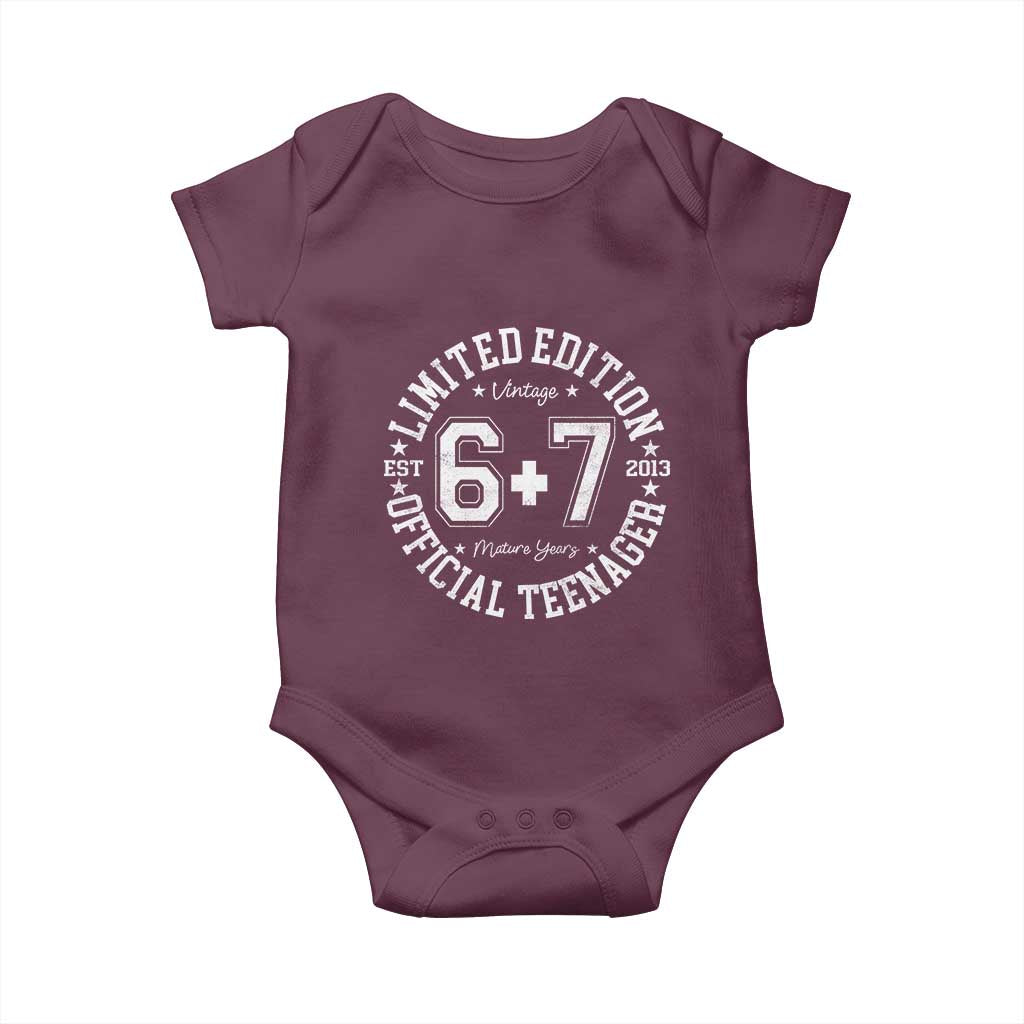 Funny 67 13th Birthday Baby Onesie Est 2013 Limited Edition Official Teenager TS11 Maroon Print Your Wear