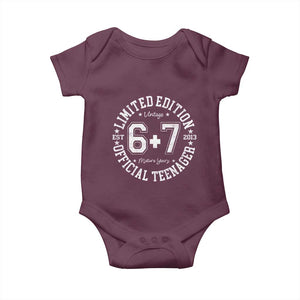 Funny 67 13th Birthday Baby Onesie Est 2013 Limited Edition Official Teenager TS11 Maroon Print Your Wear