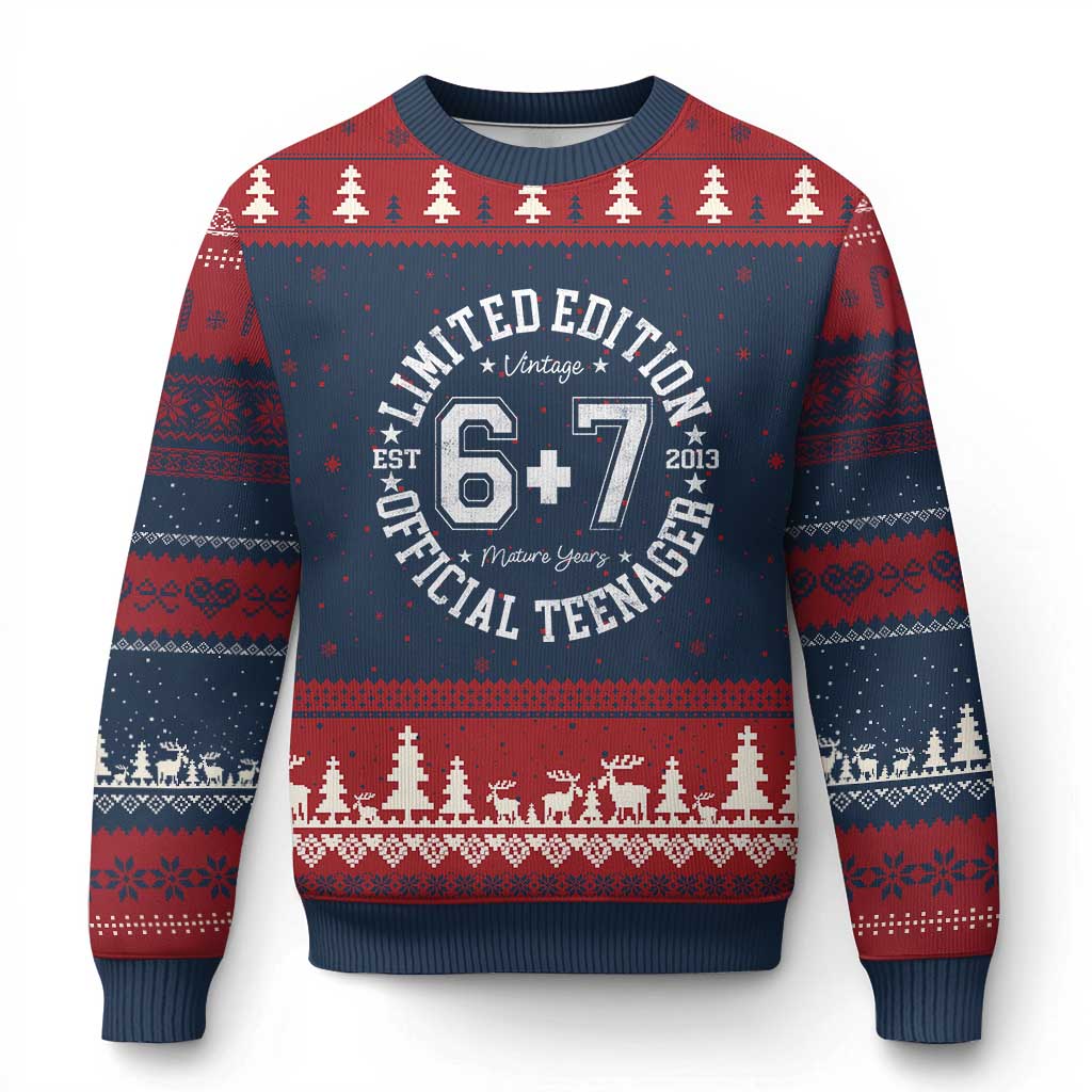 Funny 67 13th Birthday Ugly Christmas Sweater Est 2013 Limited Edition Official Teenager TS11 Navy Red Print Your Wear